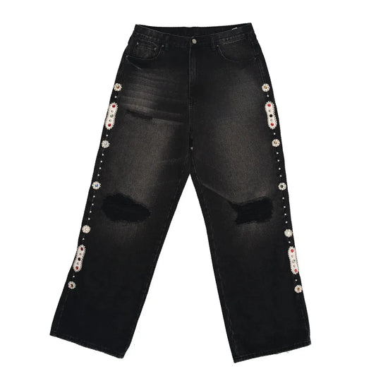 Grimlace Beaded Flare Jeans