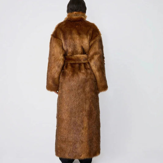Valeria Faux Fur Coat – Long Thick Winter Coat for Women