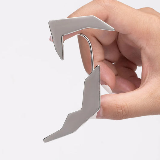 "MechaCore Cyberpunk Ear Clips – Unisex Metal Studs"