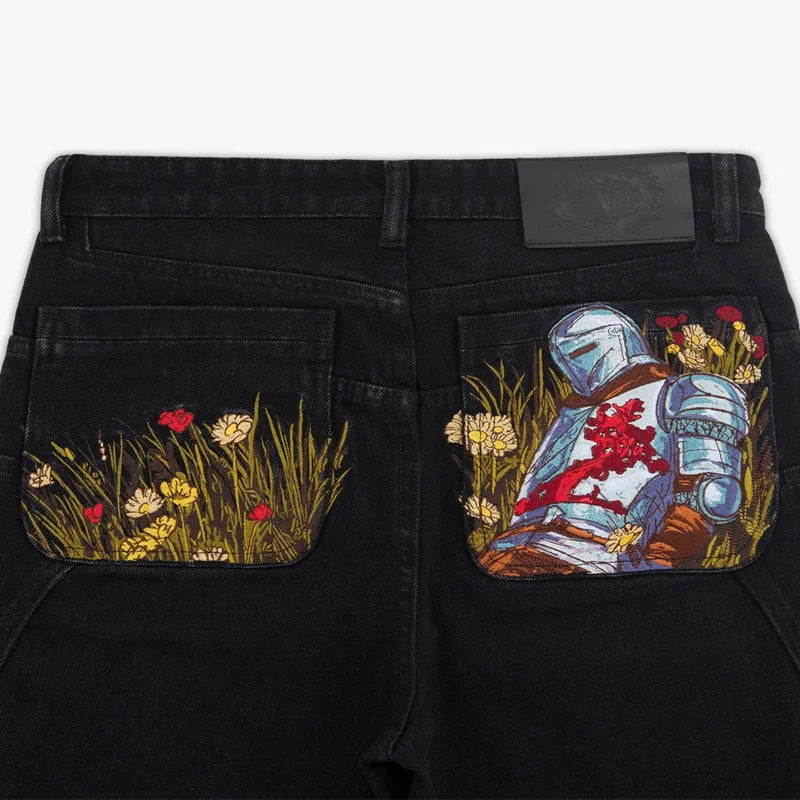 Luxem Swiss “Fallen Knight” Embroidered Denim – Black Edition