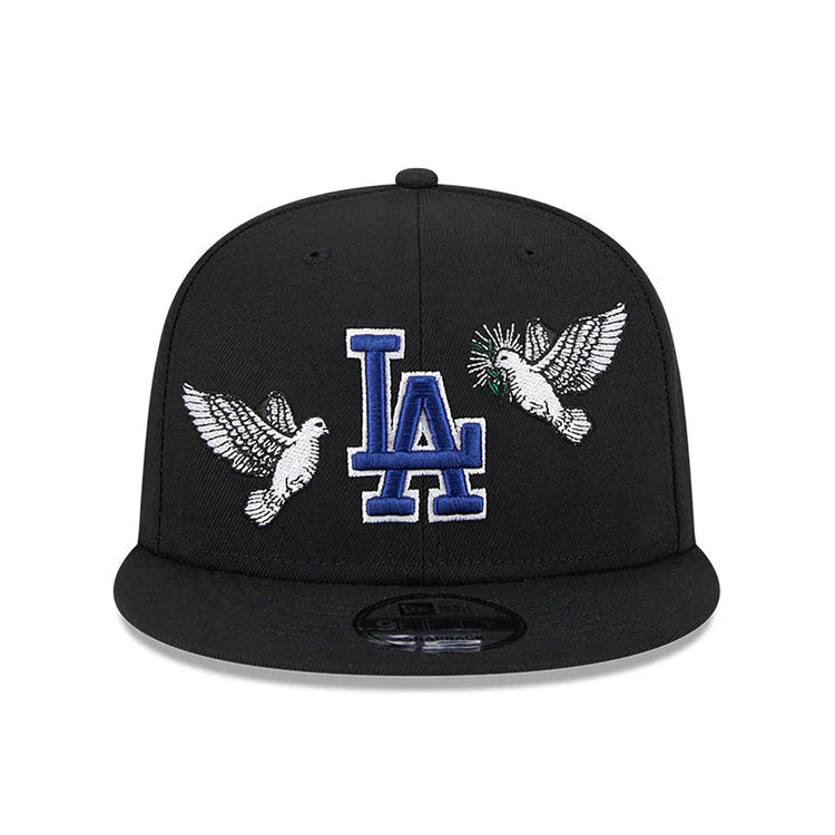 New Era 9FIFTY Los Angeles Dodgers Dove Peace Snapback Hat – Black/White/Blue