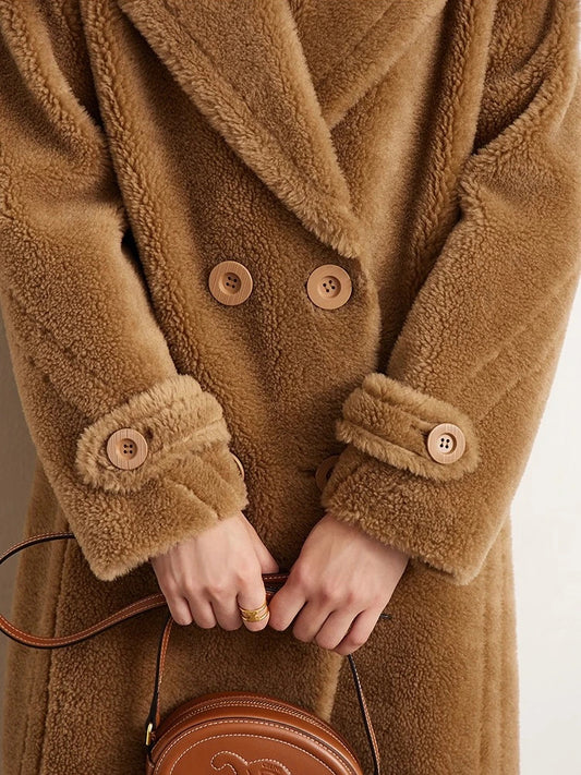 Sienna Wool Coat – Long Double-Breasted Winter Coat for Women