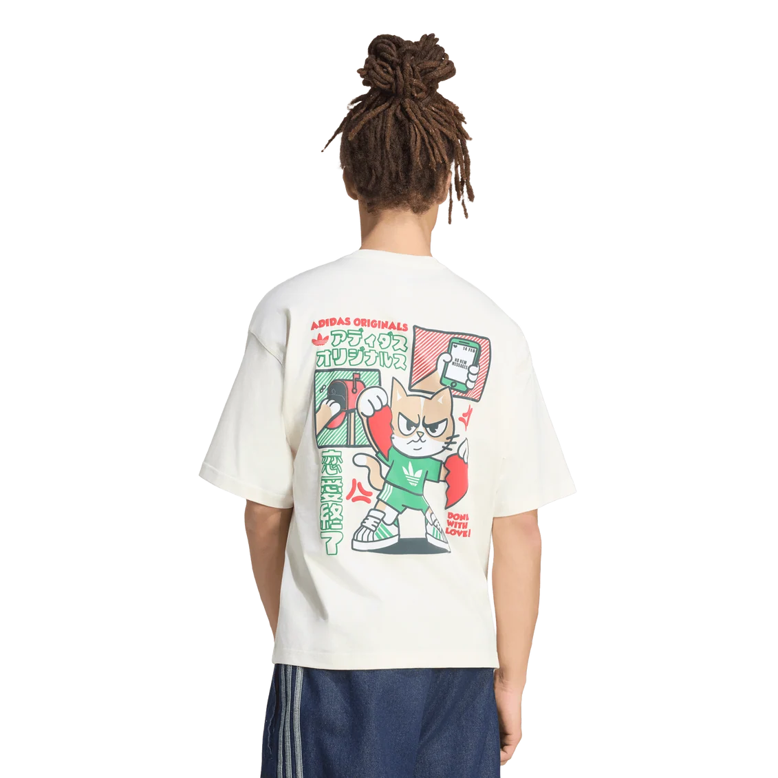 adidas Originals V-Day Heart Broken Cat Graphic T-Shirt – Off White