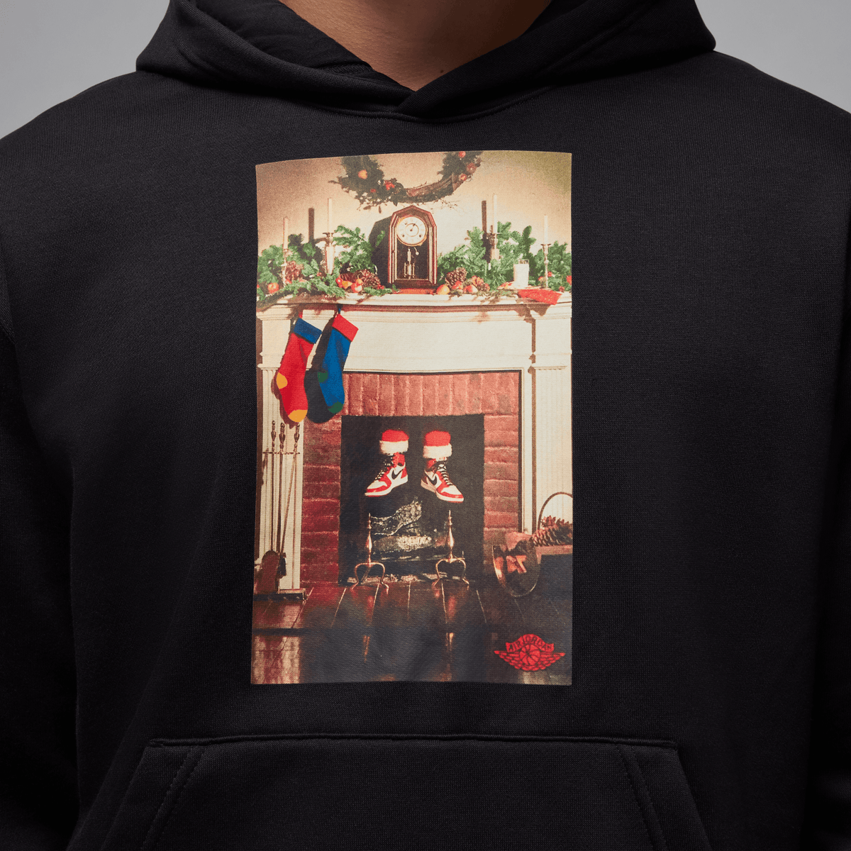 Air Jordan Jumpman Chimney Fleece Pullover Hoodie 'Black/Gym Red' – HQ5654-010-XS – product view 3