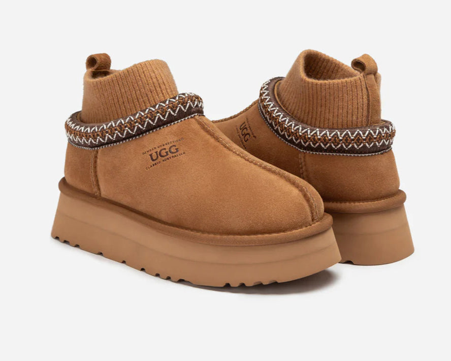 UGG Tazzlita Platform Boots “Chestnut” – Limited Edition Shearling Luxury | Luxem Swiss