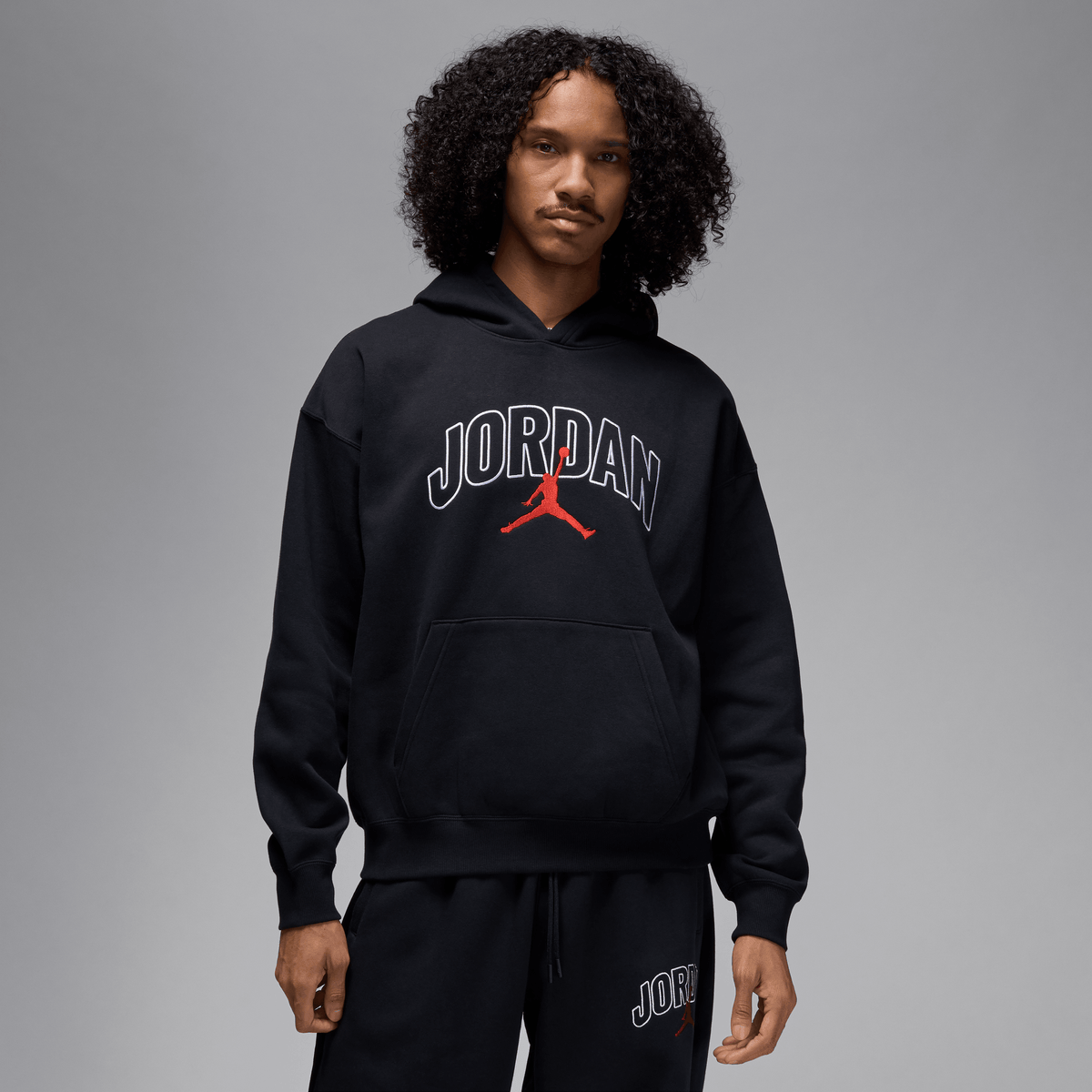 Jordan Brooklyn Fleece Men's Oversized Pullover Hoodie Black/Gym Red – IB7241-010-S – product image