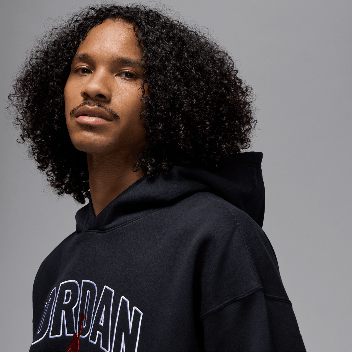 Jordan Brooklyn Fleece Men's Oversized Pullover Hoodie Black/Gym Red – IB7241-010-S – product view 3