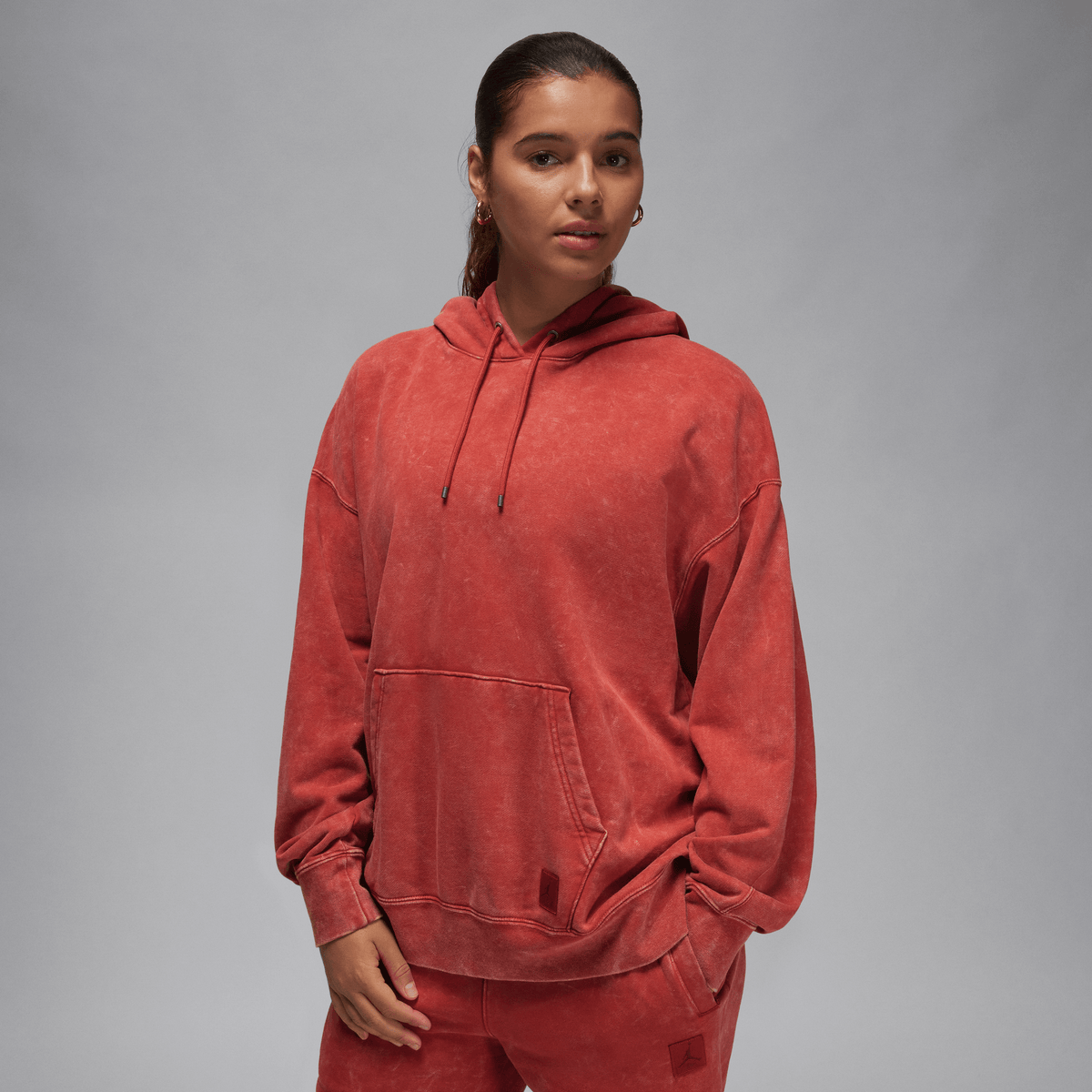 Jordan Flight Fleece Women's Satin-Lined Washed Hoodie Dune Red – FN5738-615-XS – product image