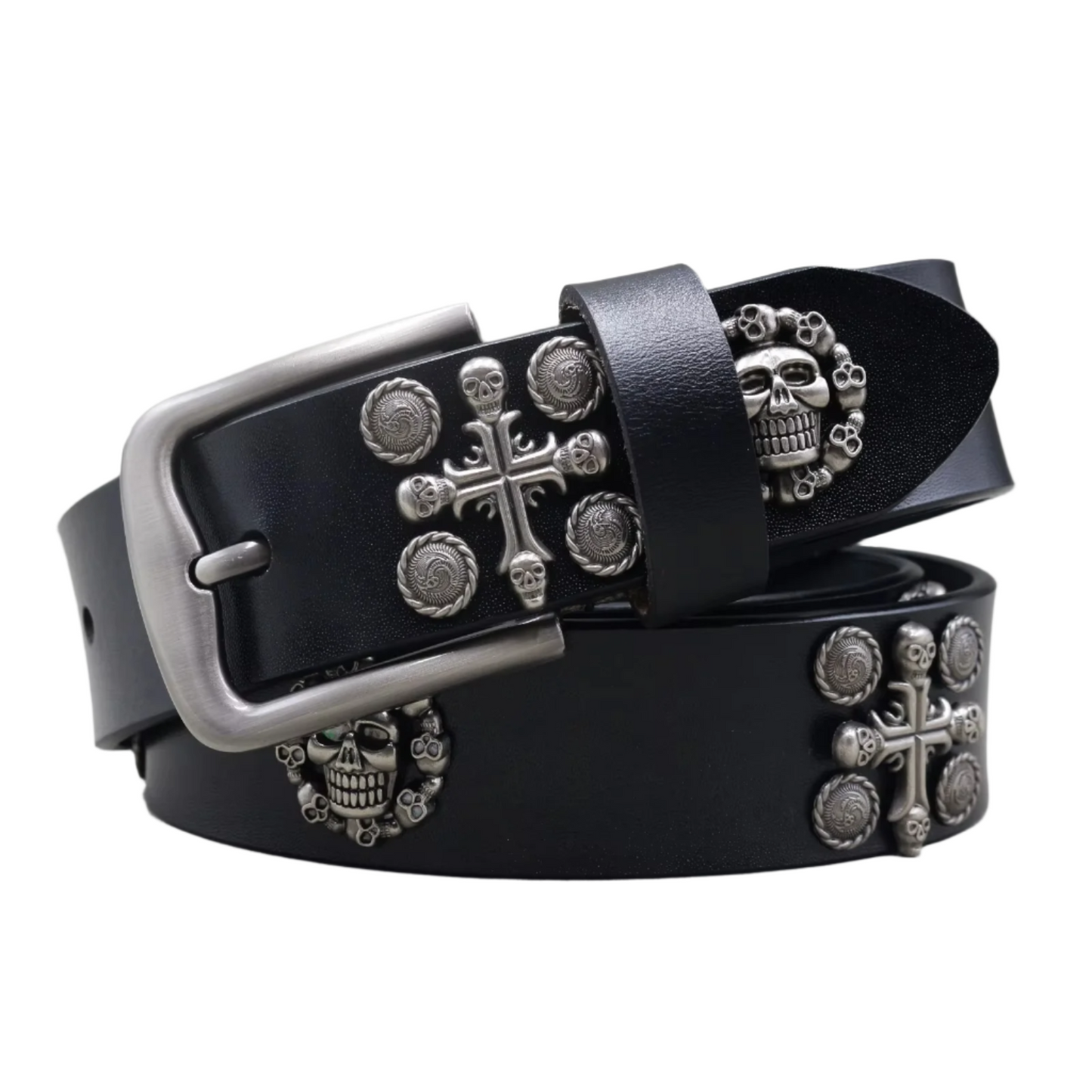 “RebelCore – Unisex Skull Rivet Leather Belt”