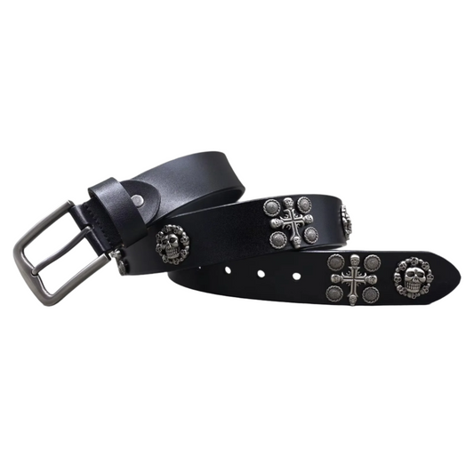 “RebelCore – Unisex Skull Rivet Leather Belt”