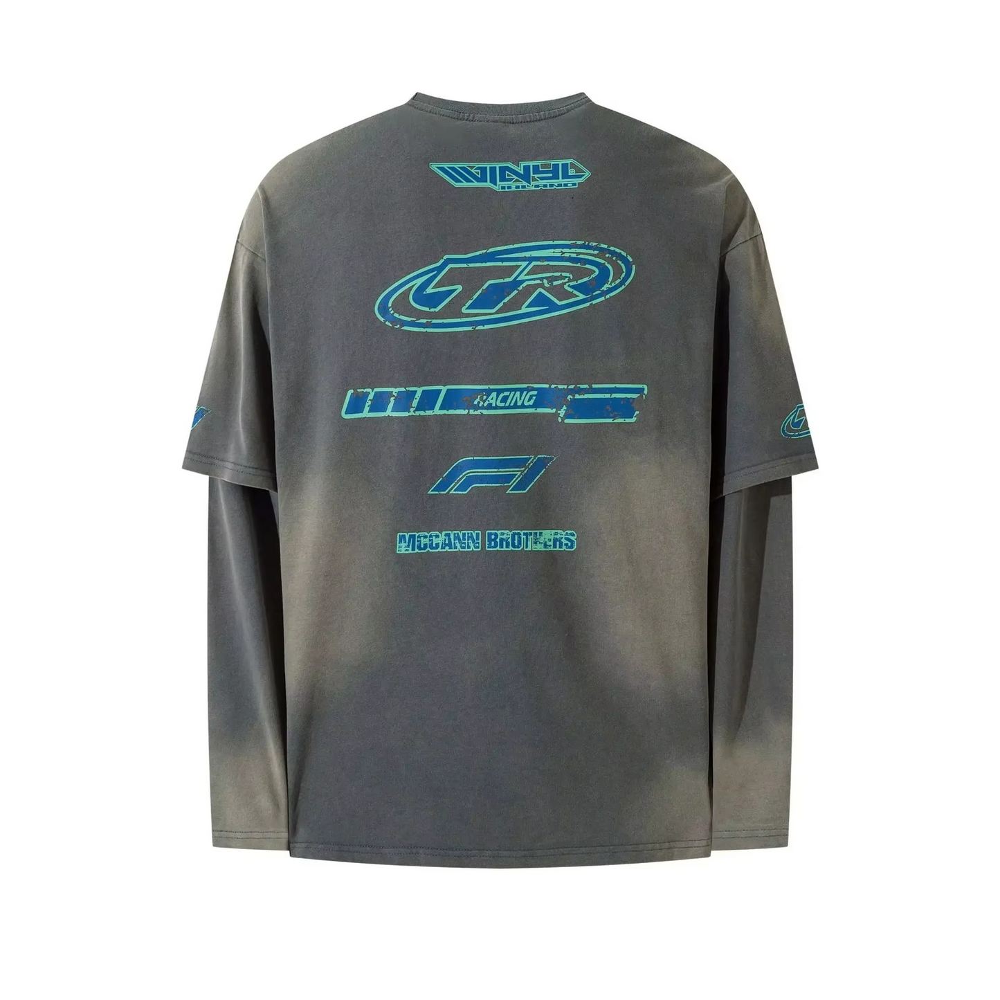"ArtLayer™ Vintage Crew – Hand-Painted Two-in-One Tee"
