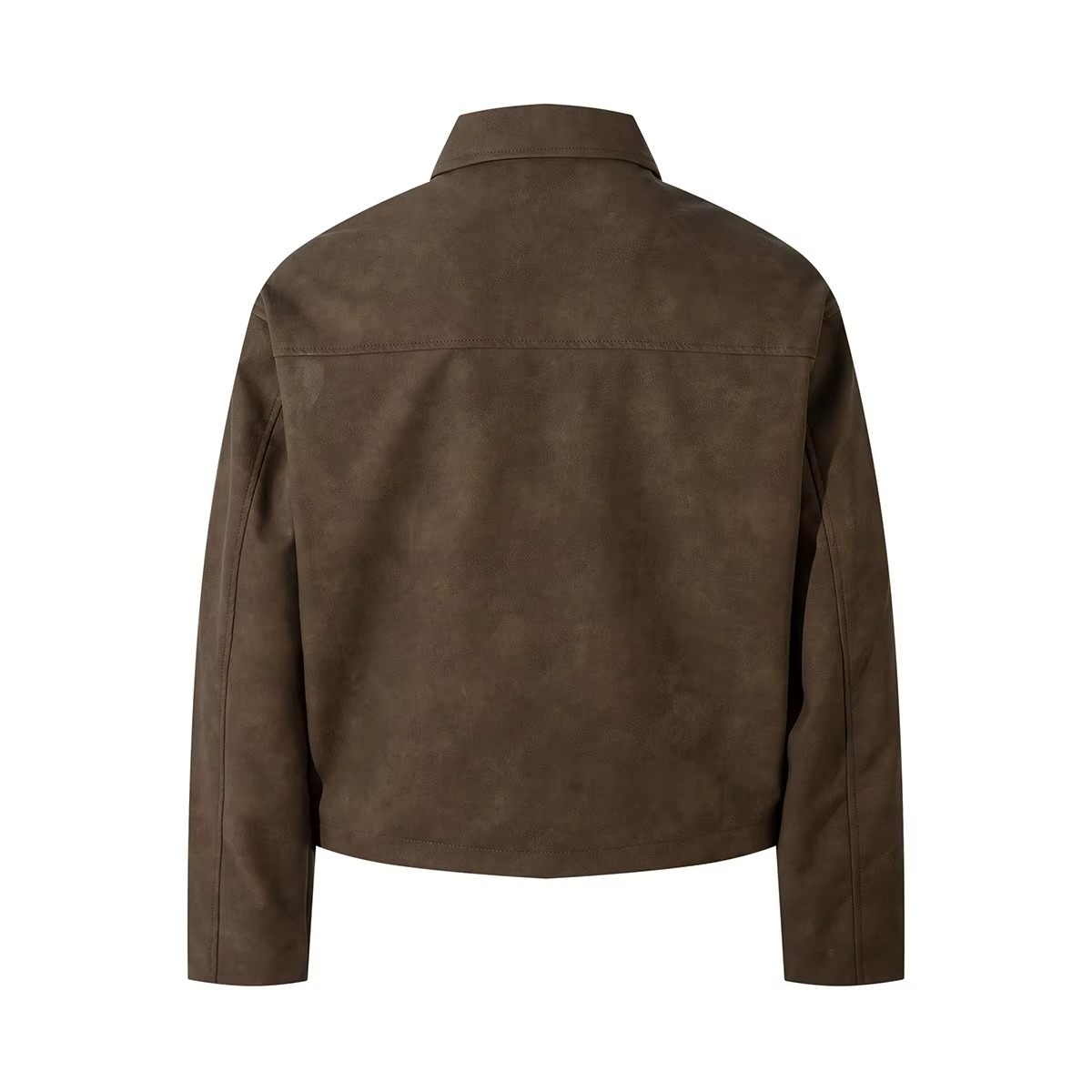 Oversized Fall PU Leather Jacket with Embroidered Lettering