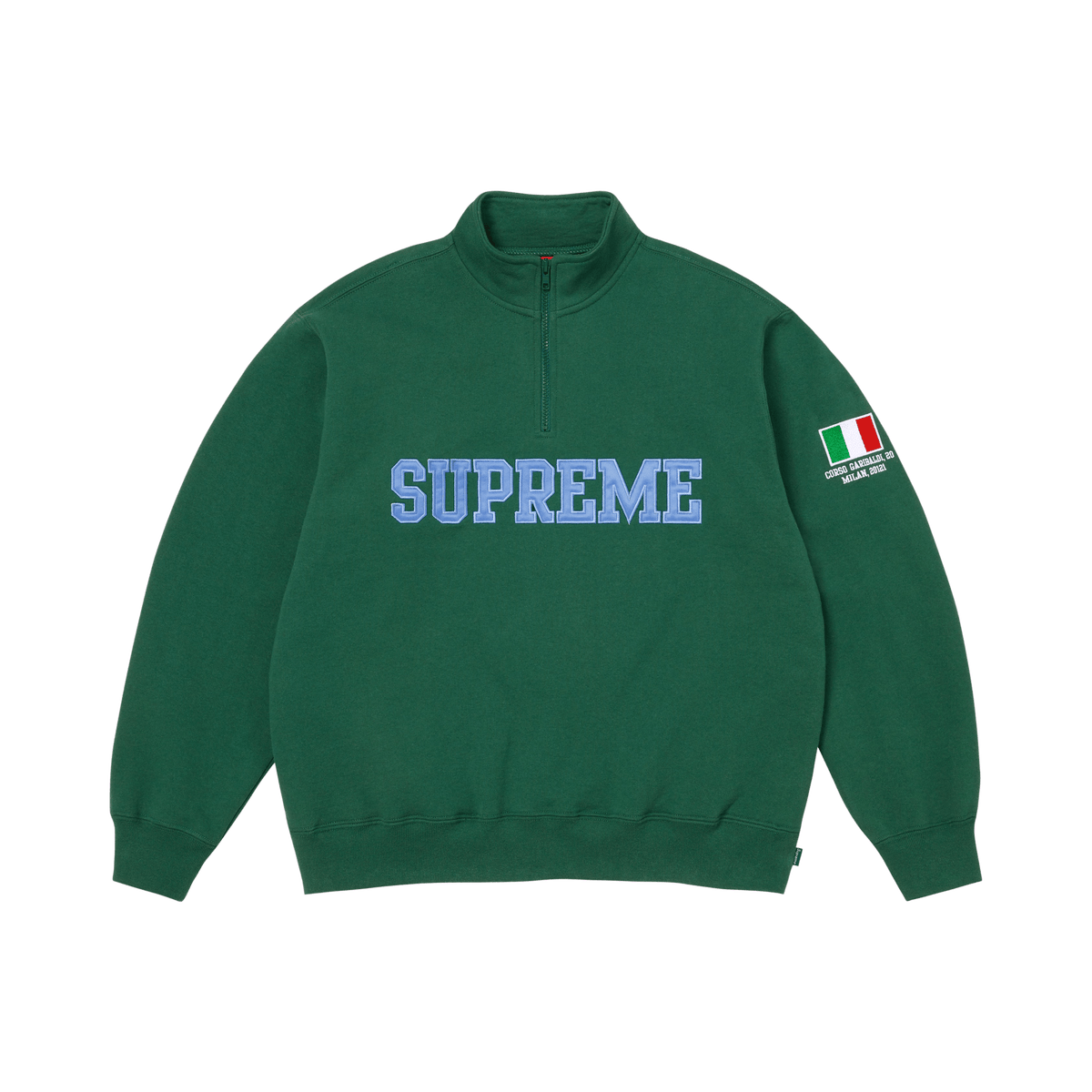 Supreme Shop Flag Half Zip Pullover 'Dark Green Milan' – SS26SW65-DARK-GREEN-MILAN-S – product image