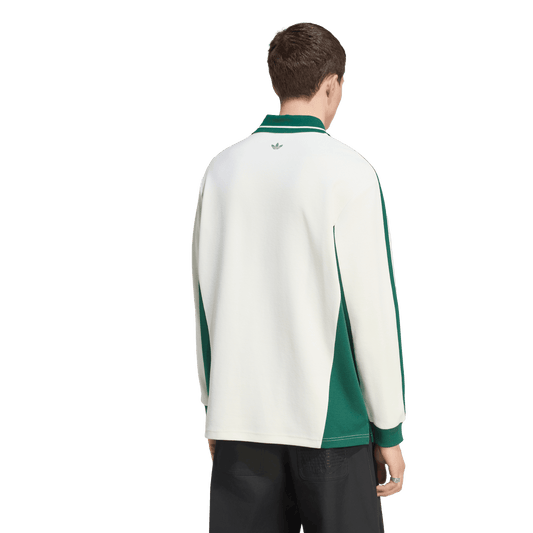 adidas Long Sleeved Polo Shirt Off White Dark Green – KW5688-S – product view 2