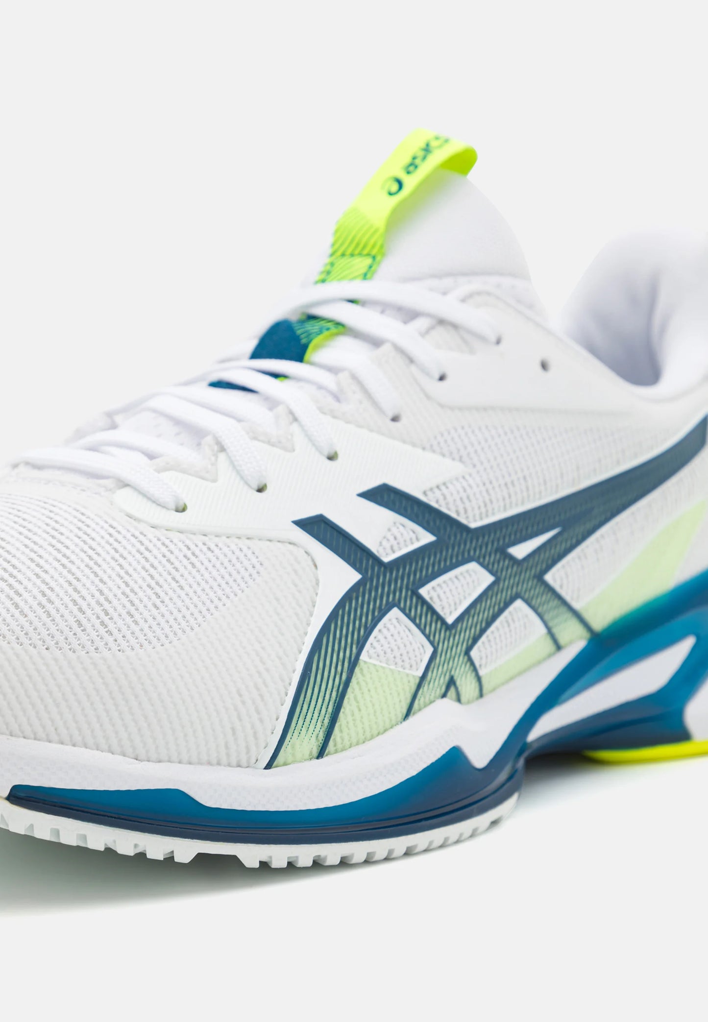 Chaussures de tennis ASICS Solution Speed FF 3 pour homme – Blanc/Bleu Vert fluo | Luxem Swiss