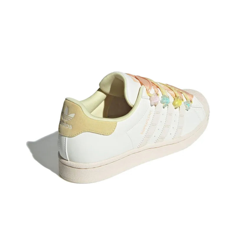 Adidas Originals SUPERSTAR Low Top Skateboard Shoes Women's White Yellow
