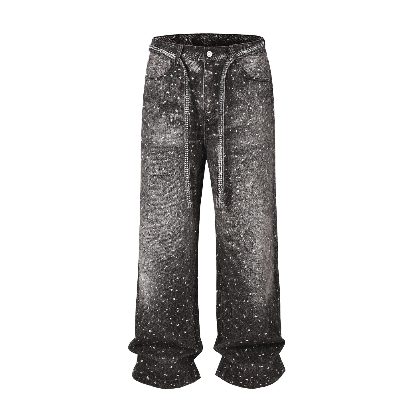 Jeansy Aurora Luxe Splatter z szerokimi nogawkami – dżinsy premium w stylu streetwear