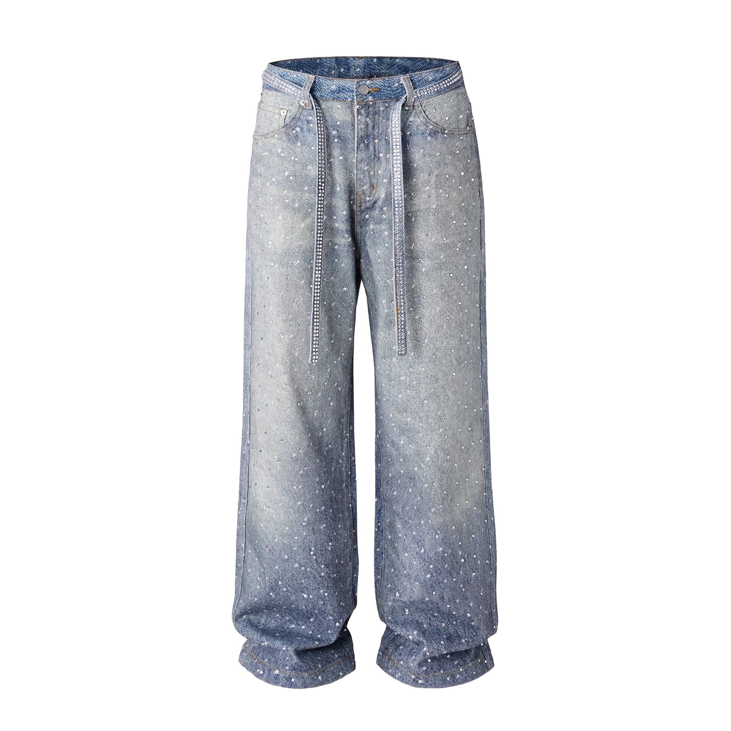 Jeansy Aurora Luxe Splatter z szerokimi nogawkami – dżinsy premium w stylu streetwear