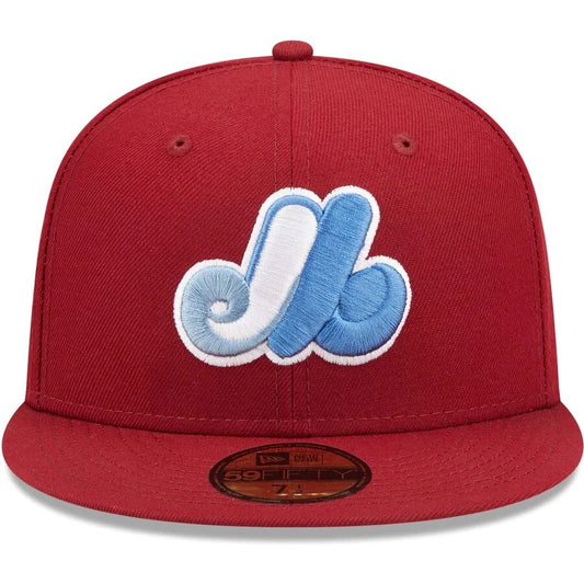 Kapelusz New Era Montreal Expos Cardinal 59FIFTY Fitted – rozmiar 7 1/2 (niebieski UV)