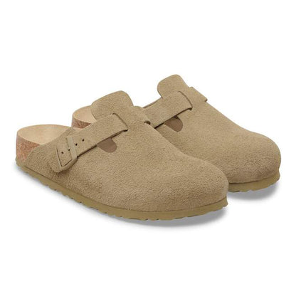 Birkenstock Boston Soft Footbed Faded Khaki – Premium Suede Clogs | Luxem Swiss