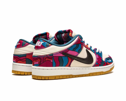 Colorful Nike sneakers with a patterned design on a white background