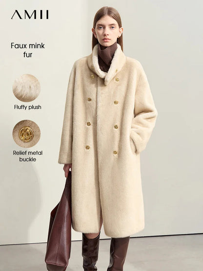 Aurelia Mink-Touch Double-Breasted Winter Coat | Femme | Premium Faux Mink Warm Coat for Women