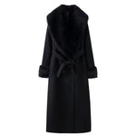 Noir Wool Long Coat – Belted Long Winter Coat for Women