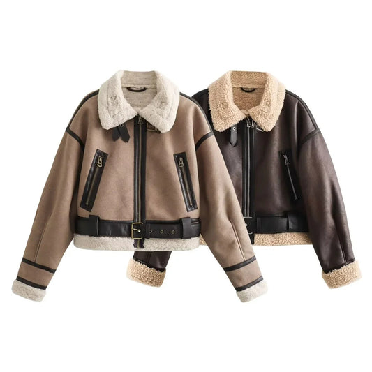 Faux-Shearling Biker Jacket – Winter Suede Edition