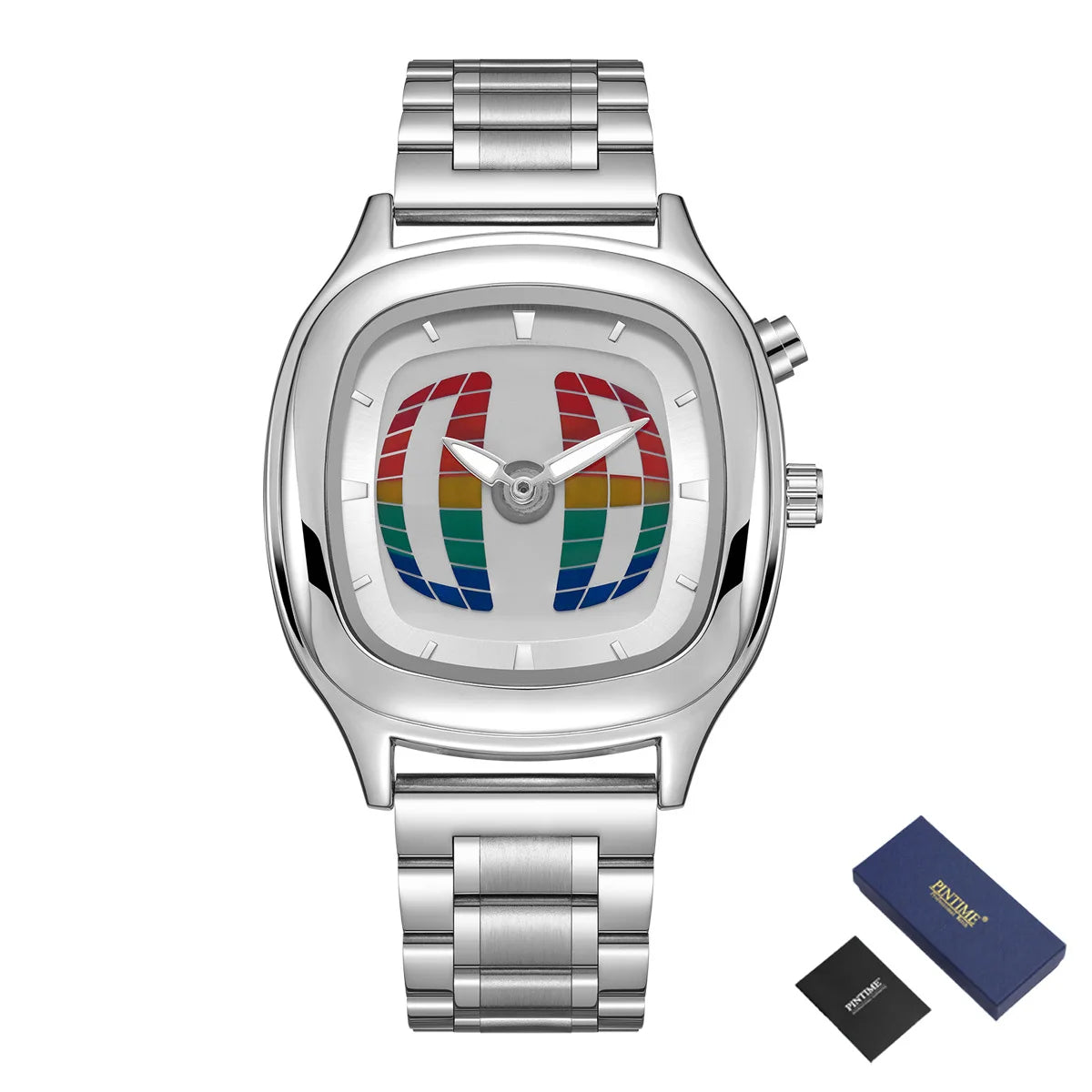 Tandorio Classic Retro Square męski wodoodporny zegarek kwarcowy ze stali nierdzewnej
