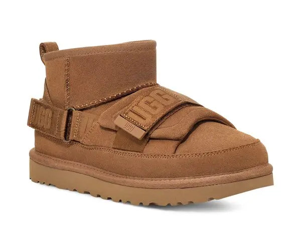 Bottes UGG Classic Mini Strap couleur châtaigne | Daim en peau lainée pour femme – Luxem Swiss