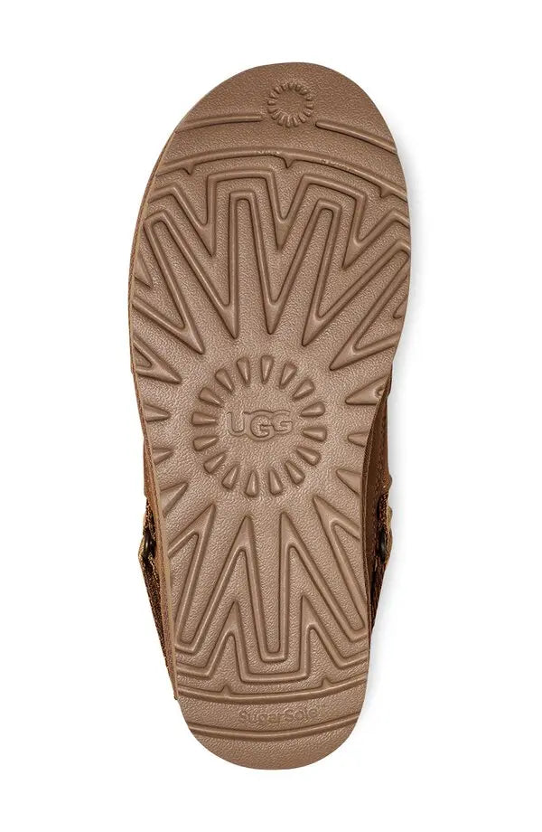 Bottes UGG Classic Mini Strap couleur châtaigne | Daim en peau lainée pour femme – Luxem Swiss