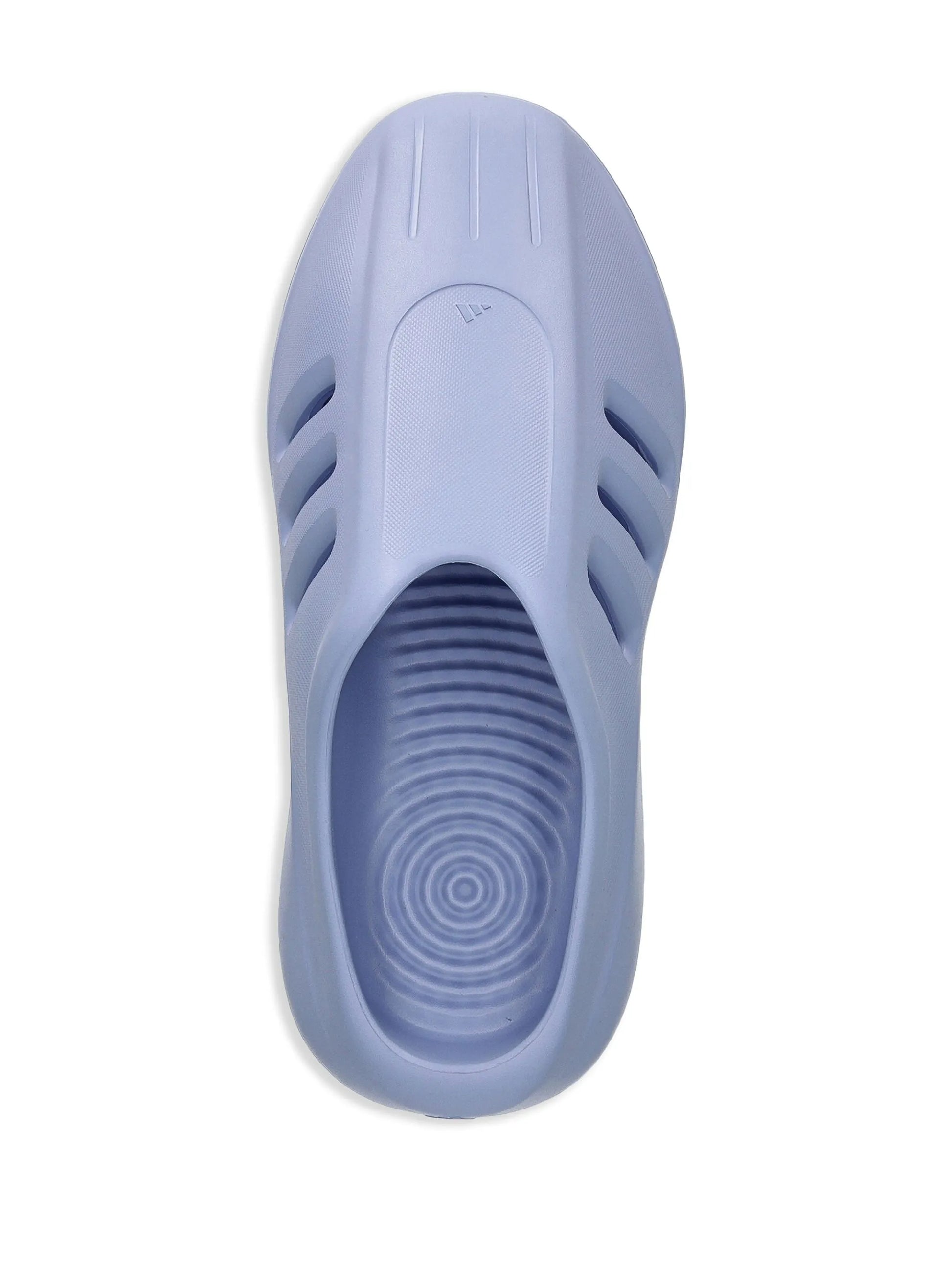 Blue slip-on shoe with a white background