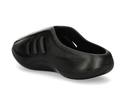 Black clog shoe on a white background