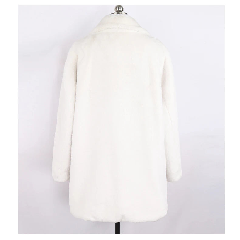 Mauroicardi Oversized Winter Faux-Fur Coat – Double-Breasted Soft Fluffy Jacket