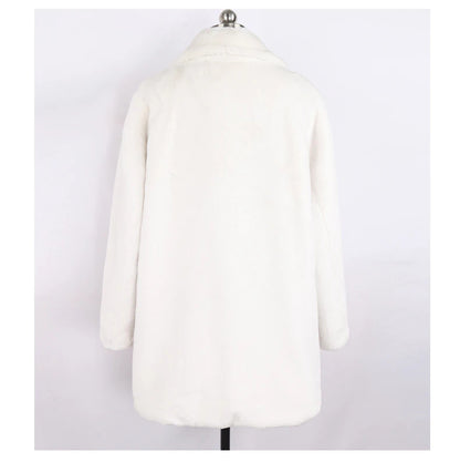 Mauroicardi Oversized Winter Faux-Fur Coat – Double-Breasted Soft Fluffy Jacket