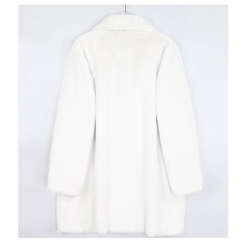 Mauroicardi Oversized Winter Faux-Fur Coat – Double-Breasted Soft Fluffy Jacket