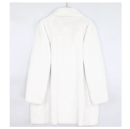 Mauroicardi Oversized Winter Faux-Fur Coat – Double-Breasted Soft Fluffy Jacket
