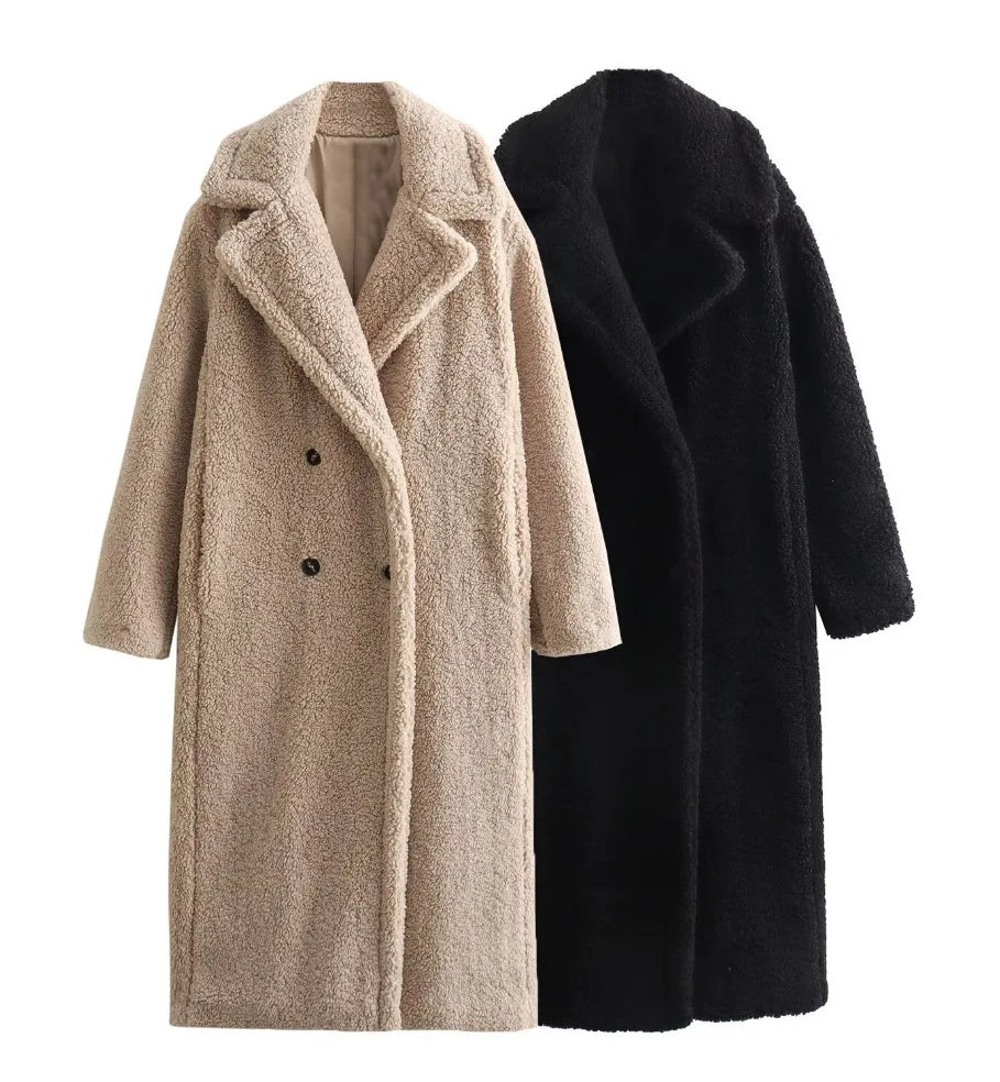 Long Plush Faux-Fur Overcoat – Winter Thermal Edition