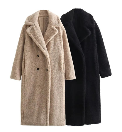 Long Plush Faux-Fur Overcoat – Winter Thermal Edition