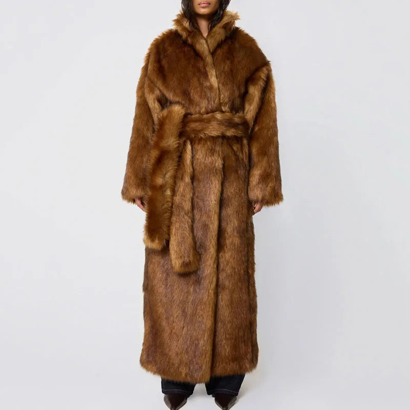 Valeria Faux Fur Coat – Long Thick Winter Coat for Women