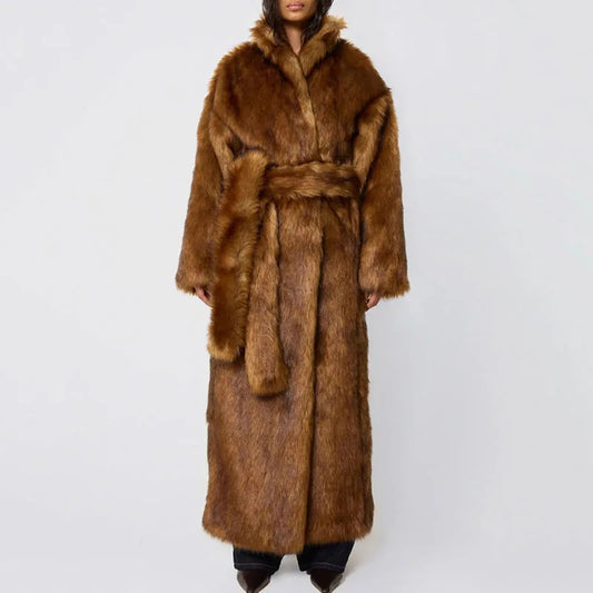 Valeria Faux Fur Coat – Long Thick Winter Coat for Women