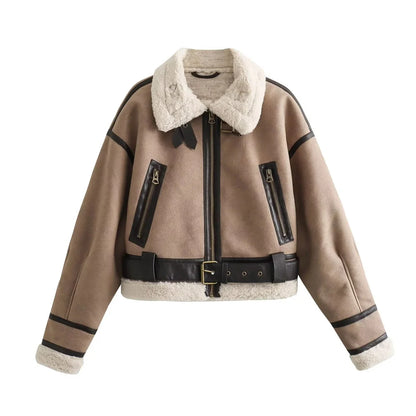 Faux-Shearling Biker Jacket – Winter Suede Edition