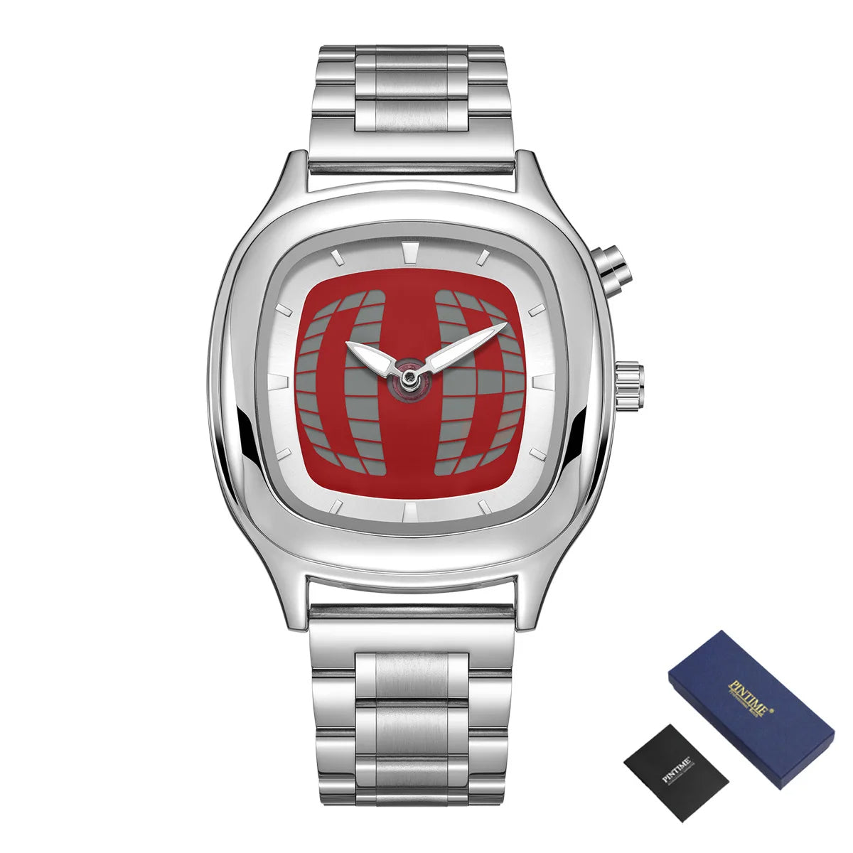 Tandorio Classic Retro Square męski wodoodporny zegarek kwarcowy ze stali nierdzewnej