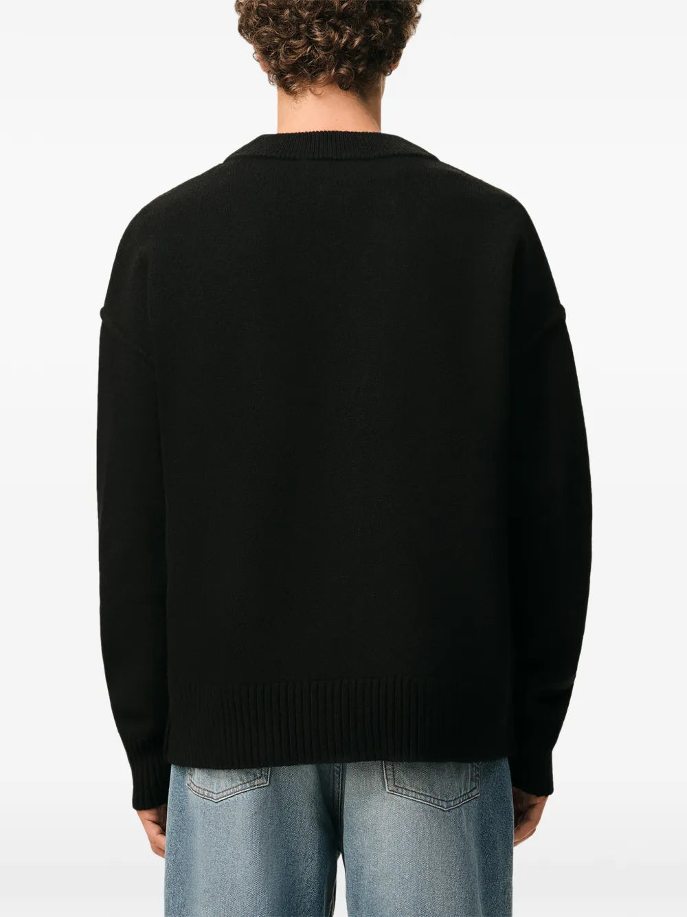 AMI Paris Ami de Coeur Wool Cardigan – Black/Red