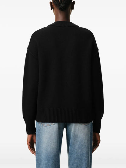 AMI Paris Ami de Coeur Wool Cardigan – Black/Red