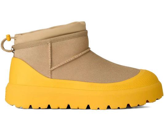 Krótkie, hybrydowe, składane buty na platformie UGG w kolorze beżowym/żółtym | Wyrazisty, wodoodporny komfort od Luxem Swiss