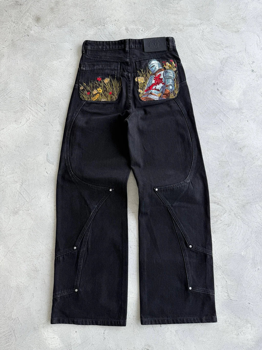 Luxem Swiss “Fallen Knight” Embroidered Denim – Black Edition
