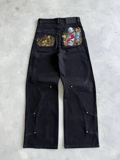 Luxem Swiss “Fallen Knight” Embroidered Denim – Black Edition