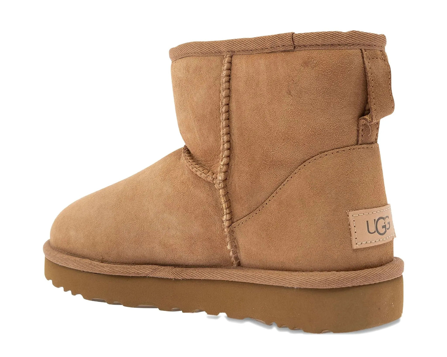 Botki UGG Classic Mini z naszywką z logo – kasztanowy zamsz | Luxem szwajcarski