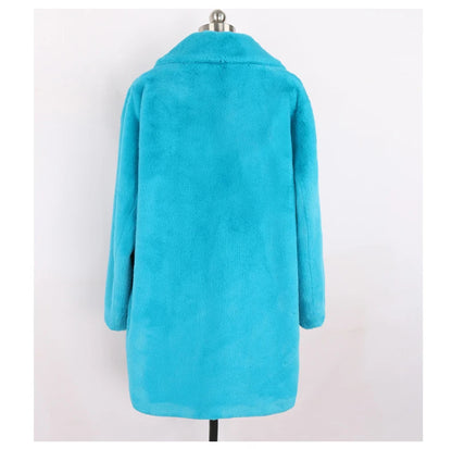 Mauroicardi Oversized Winter Faux-Fur Coat – Double-Breasted Soft Fluffy Jacket